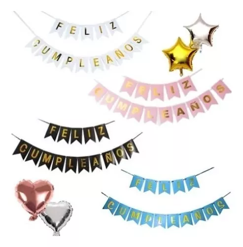 Banderin Feliz Cumpleaños Guirnalda Letras Color Dorado - Imagen 2