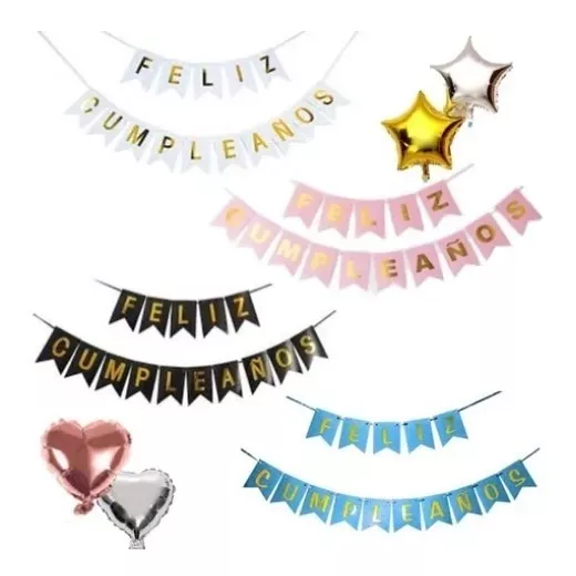 Banderin Feliz Cumpleaños Guirnalda Letras - Imagen 2
