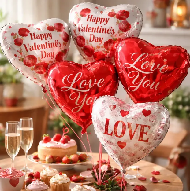 Globos Corazon Estampados Metalizados 18'' Cotillon