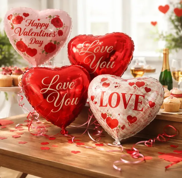 Globos Corazon Estampados Metalizados 18'' Cotillon - Imagen 3