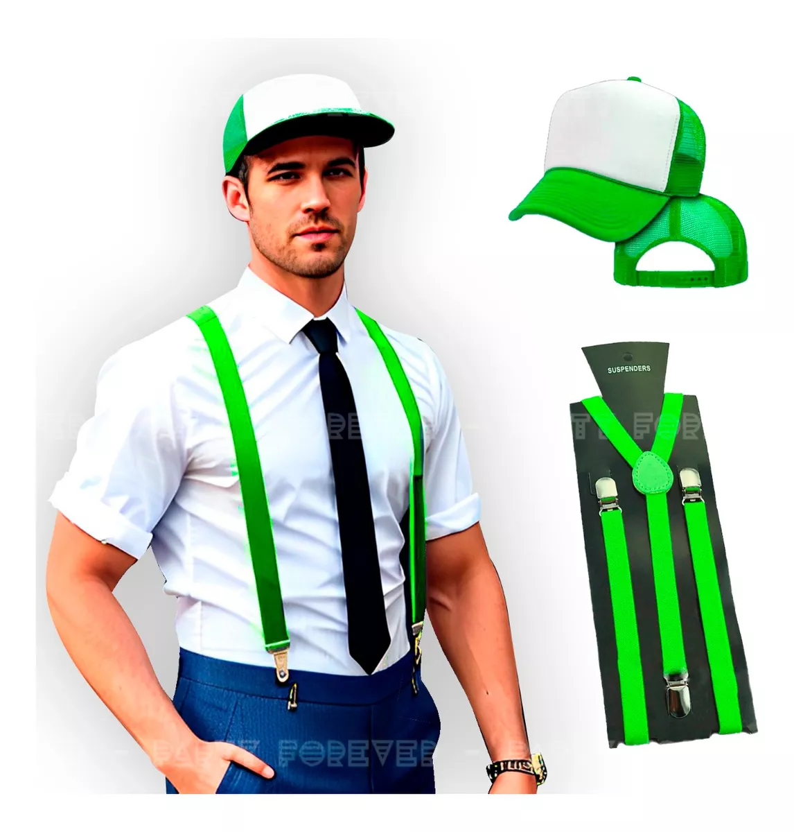 Combo 10 Tiradores Fluo + 10 Gorra Trucker Fluo Sublimable!