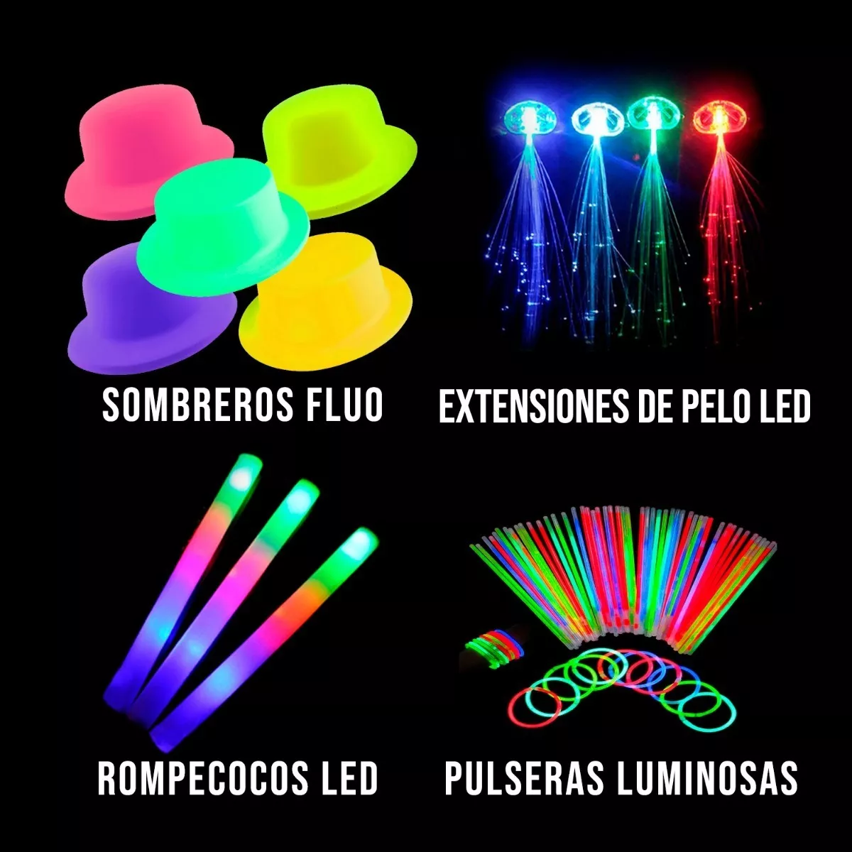 Combo Cotillon Led Luminoso 432 Articulos 200 Personas - Imagen 4