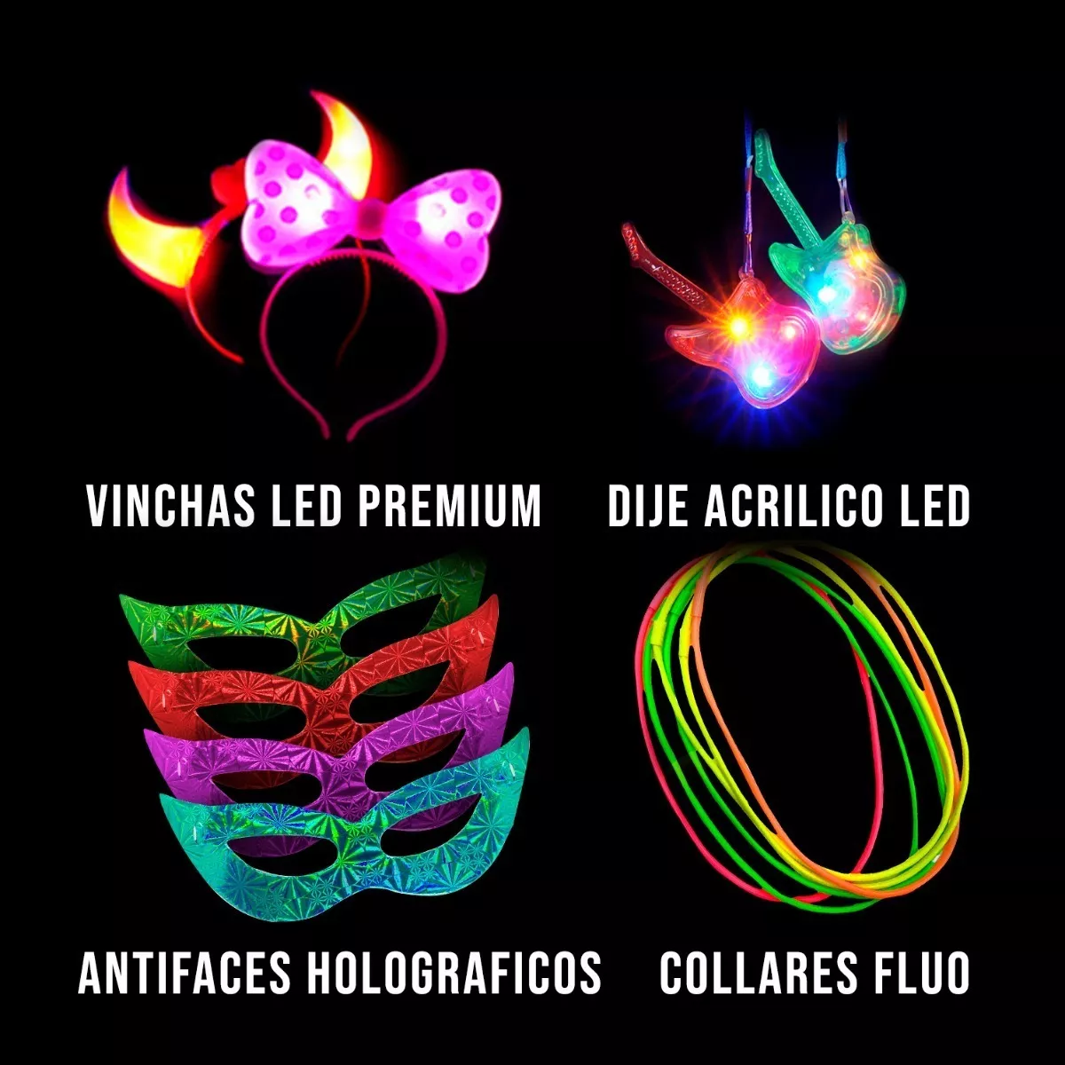 Combo Cotillon Led Luminoso 247 Articulos + Super Corona Led - Imagen 4