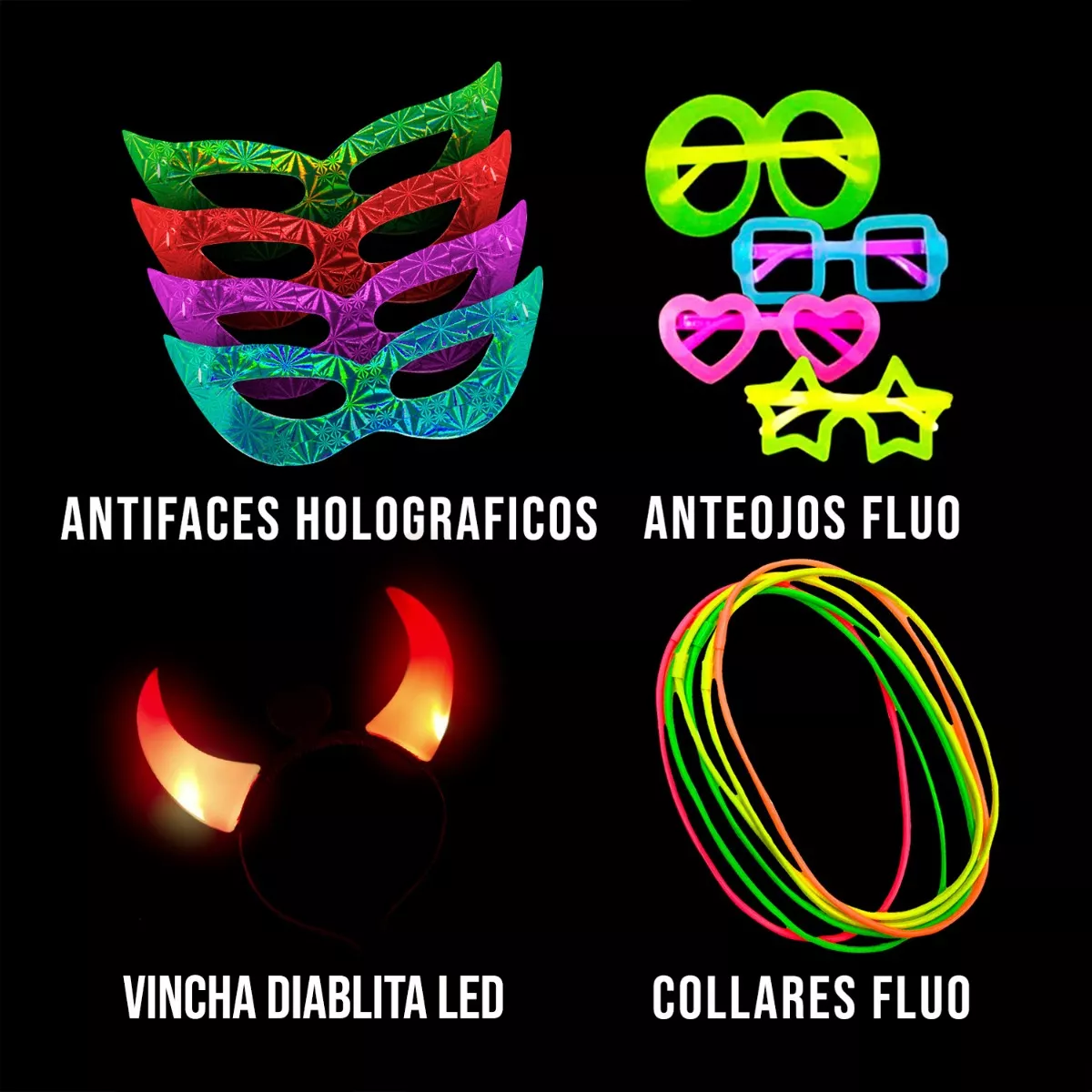 Combo Cotillon Led Luminoso 50 Personas - Led+fluo+neon - Imagen 4