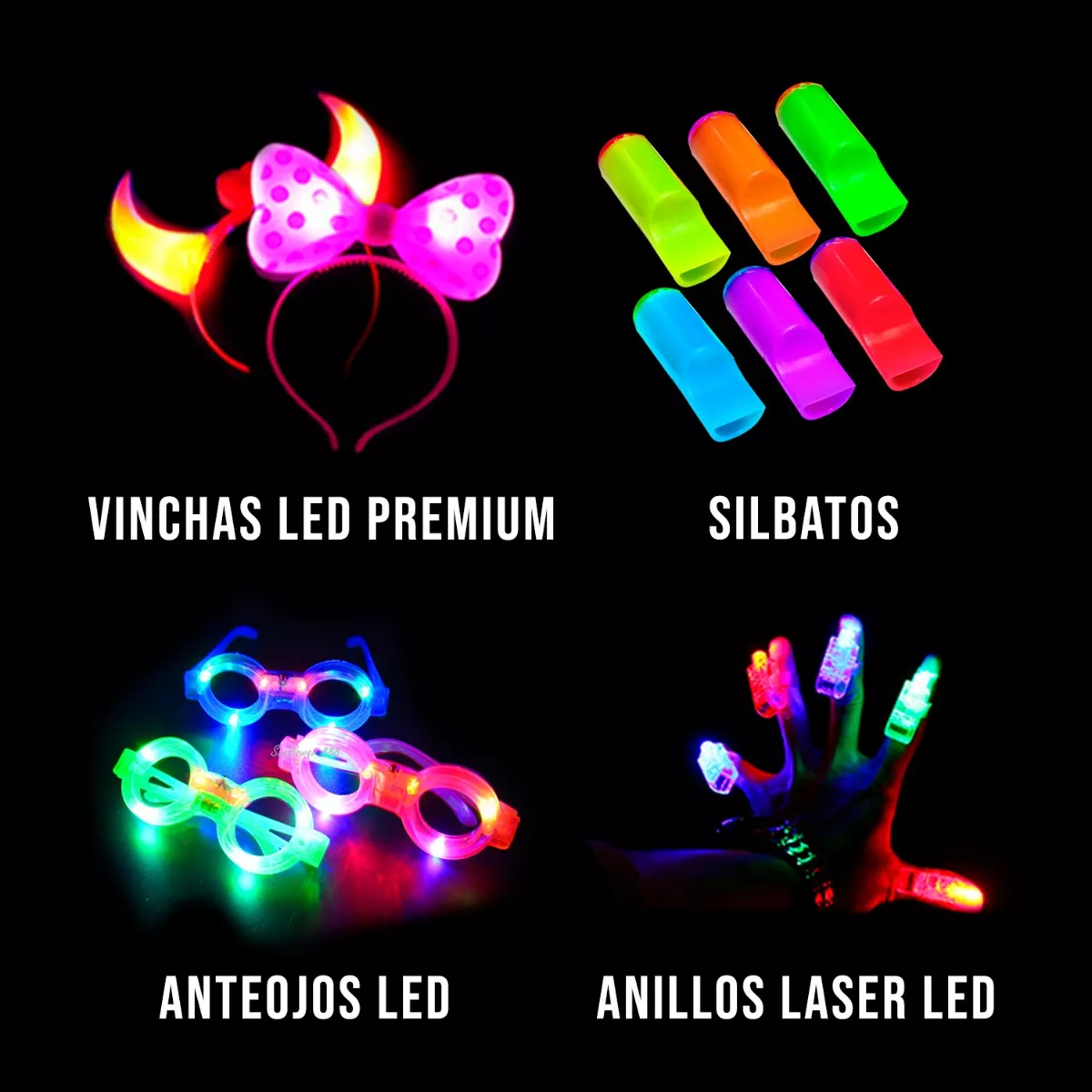 Combo Cotillon Luminoso Led - 100 Articulos - Super Fiesta!! - Imagen 3