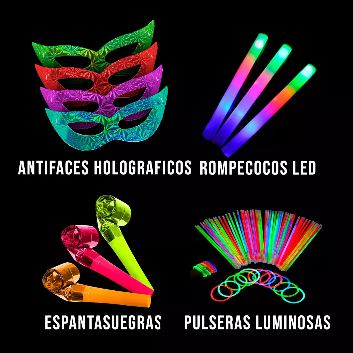 Combo Cotillon Luminoso Led - 100 Articulos - Super Fiesta!! - Imagen 4