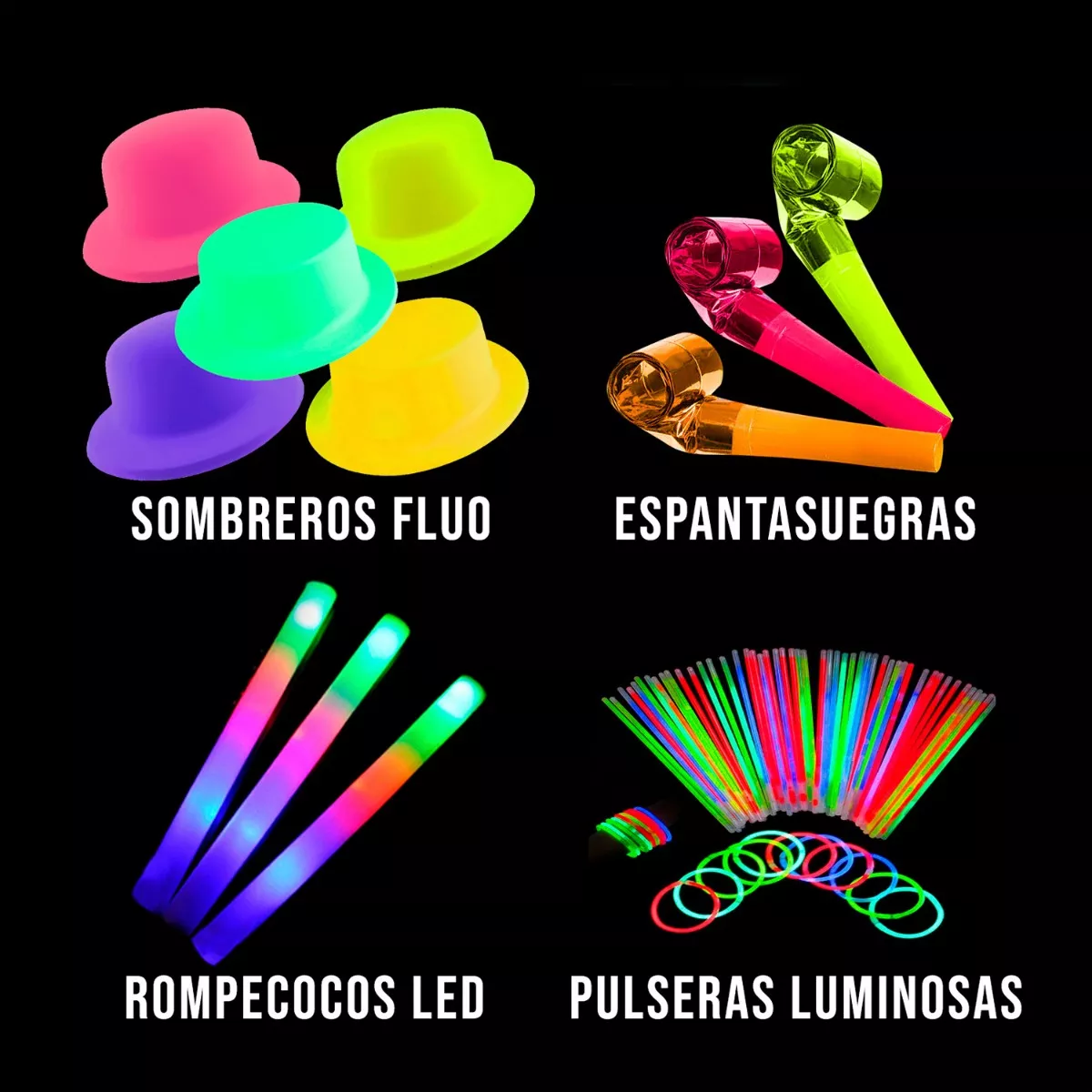 Combo Cotillon Luminoso Led - 50 Personas - Led Fluo - Imagen 3