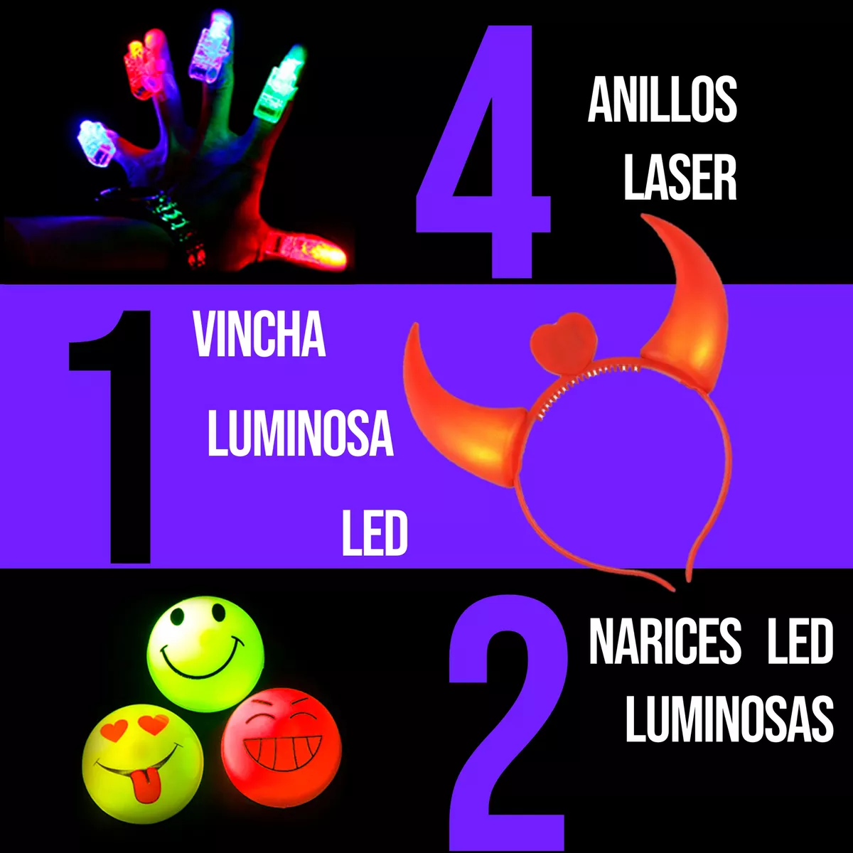 Combo Cotillon Luminoso Premium 100 Personas 260 Art - Imagen 4