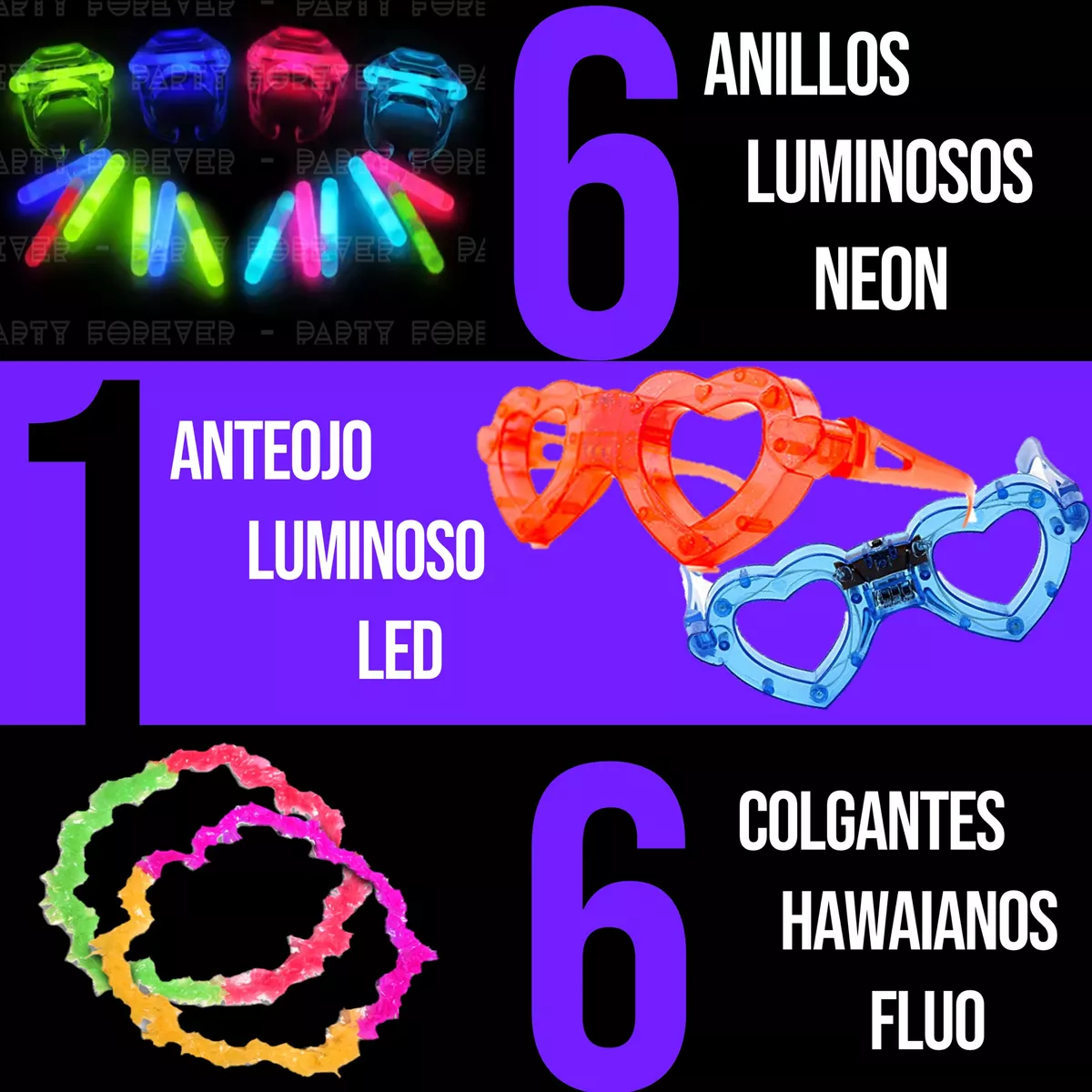 Combo Cotillon Luminoso Premium 100 Personas 260 Art - Imagen 5