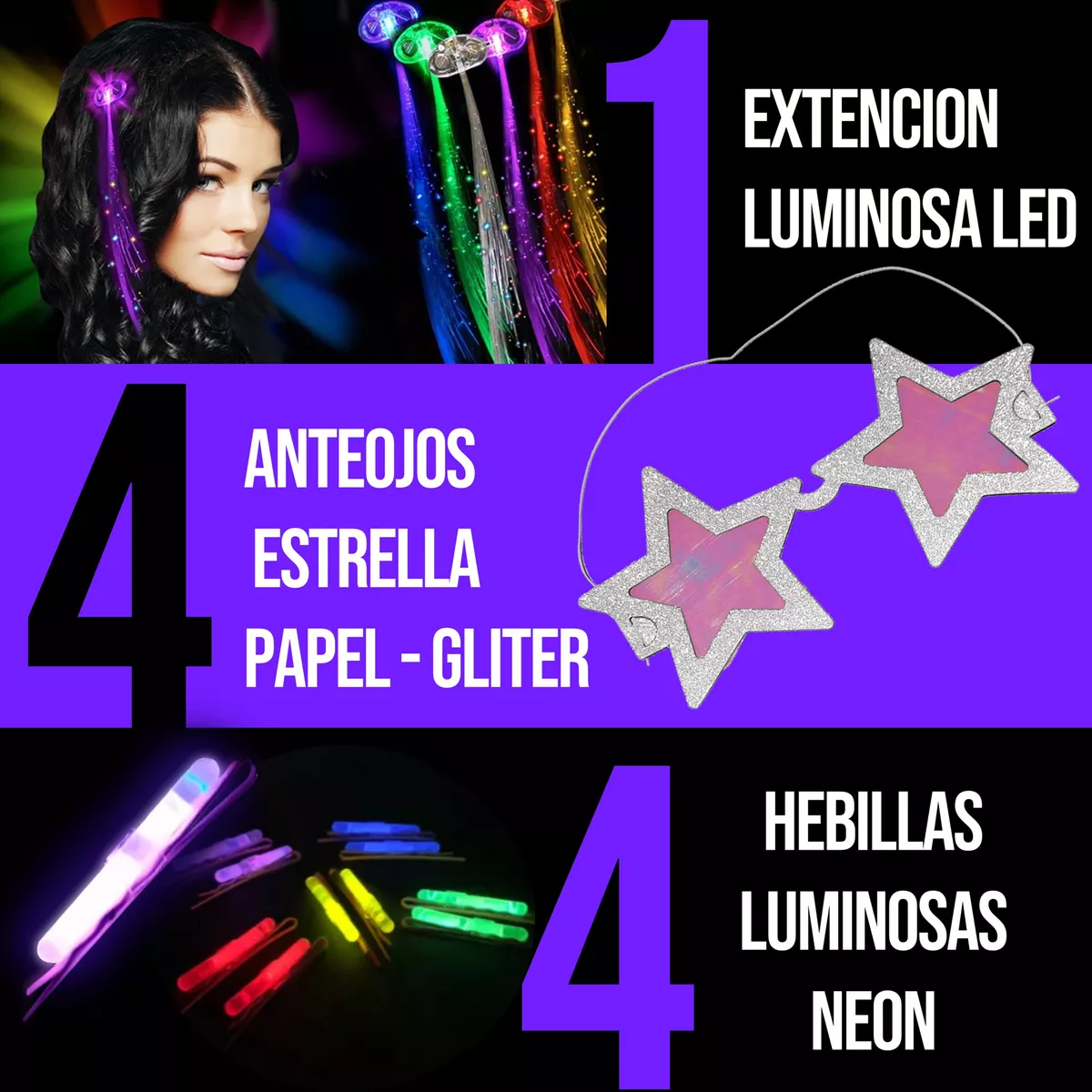 Combo Cotillon Luminoso Premium 100 Personas 260 Art - Imagen 6