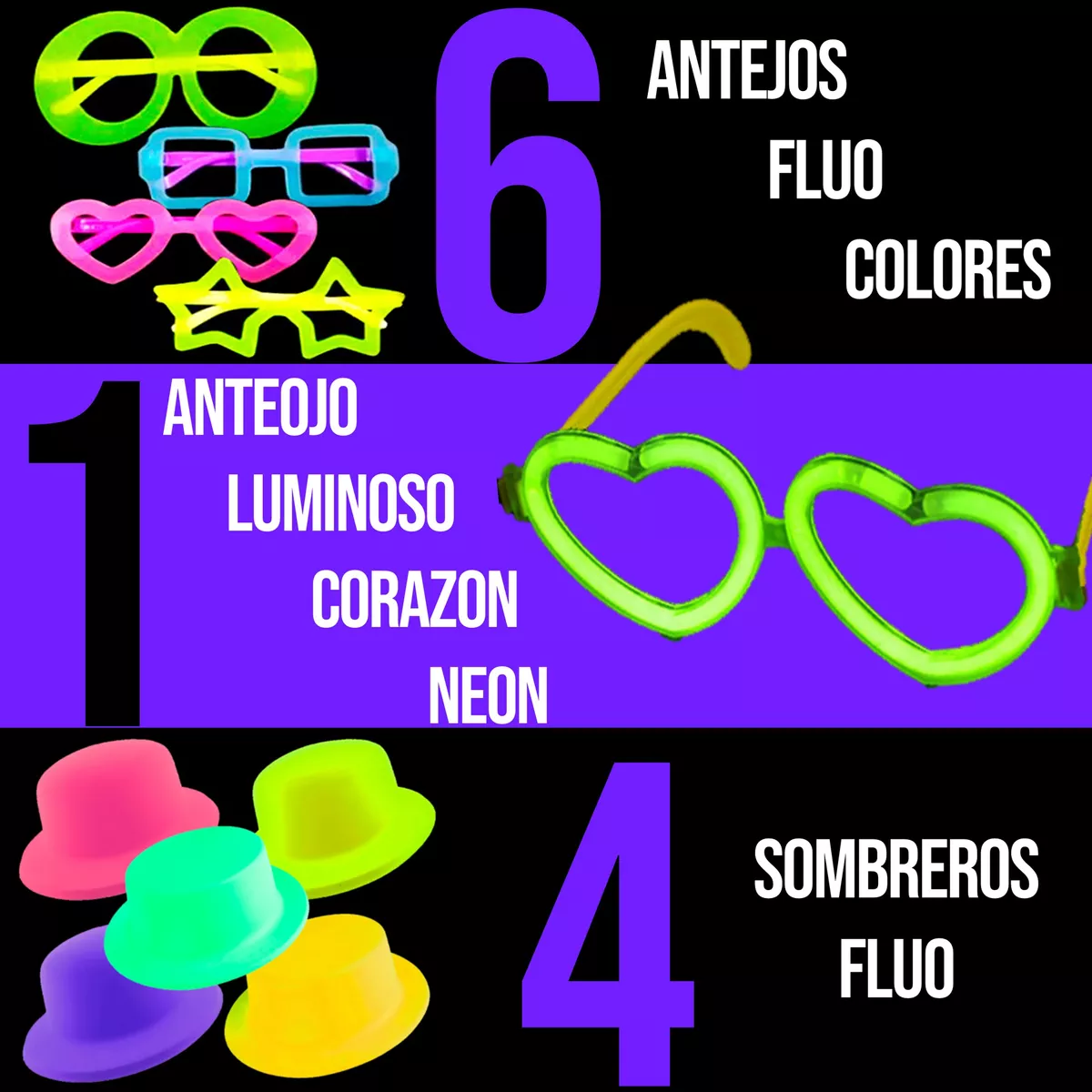 Combo Cotillon Luminoso Premium 100 Personas 260 Art - Imagen 7