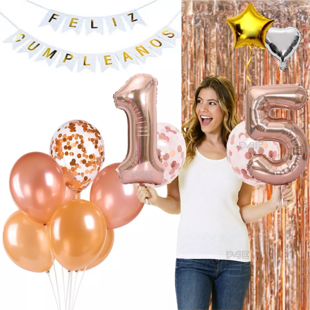 Combo Globos Cortina Feliz Cumpleaños
