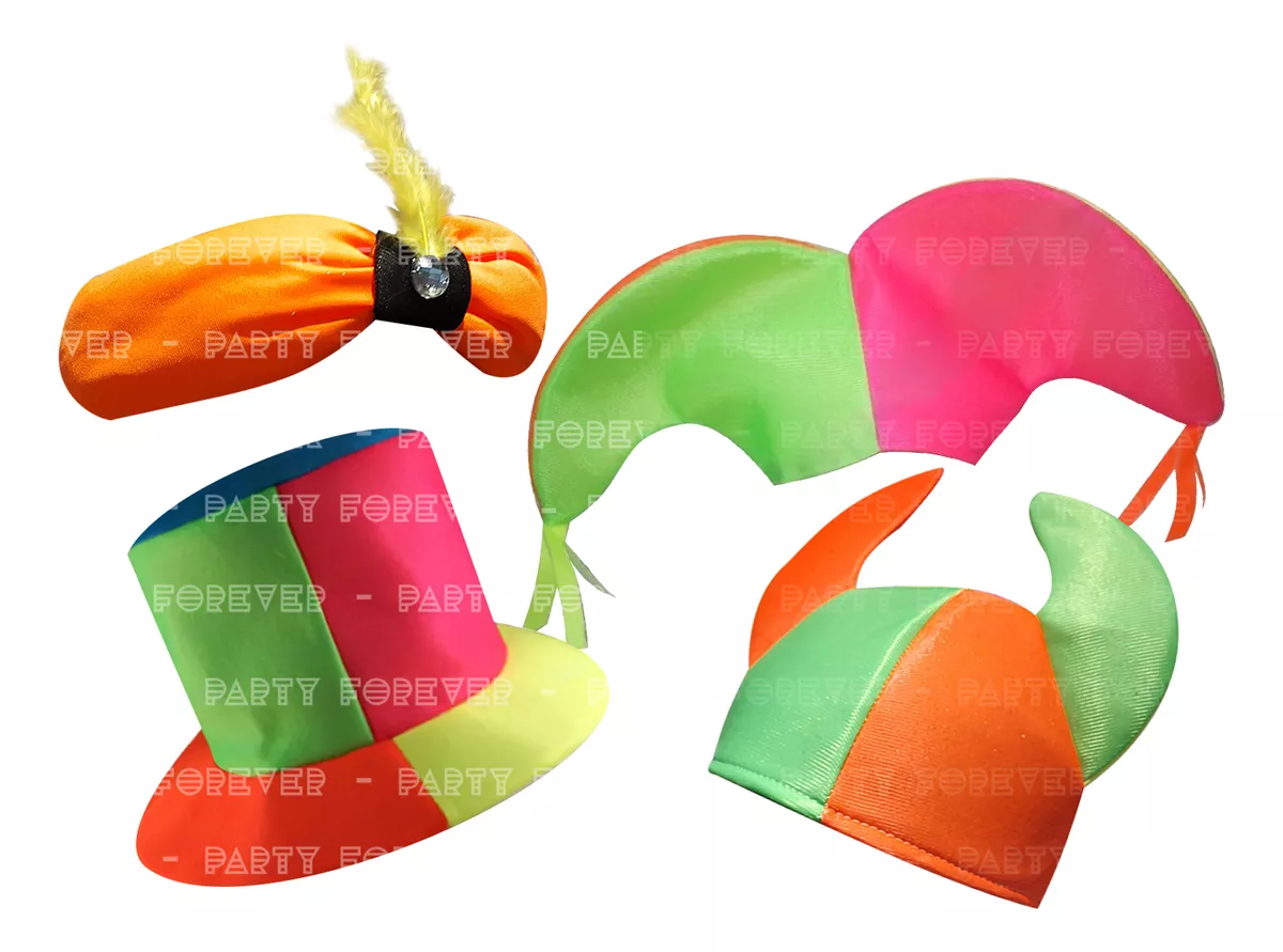 Combo Gorros Fluo Cotillon X25 Personas Gorro Fluo Sombrero - Imagen 2