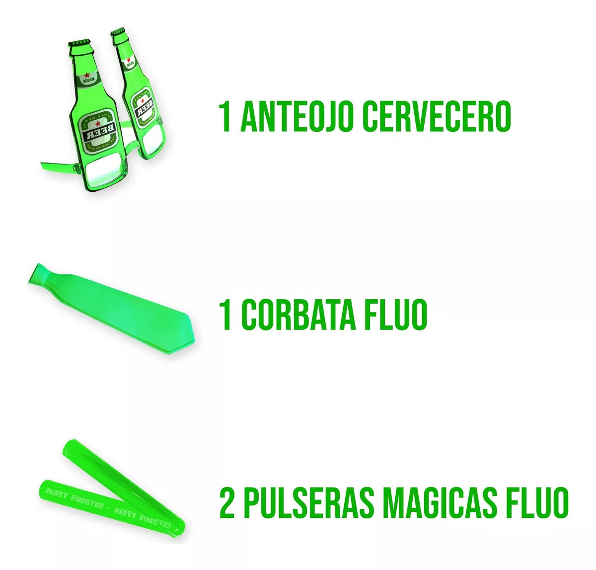 Combo Kit Estandar Fluo Sombrero San Patricio St Patrick - Imagen 2