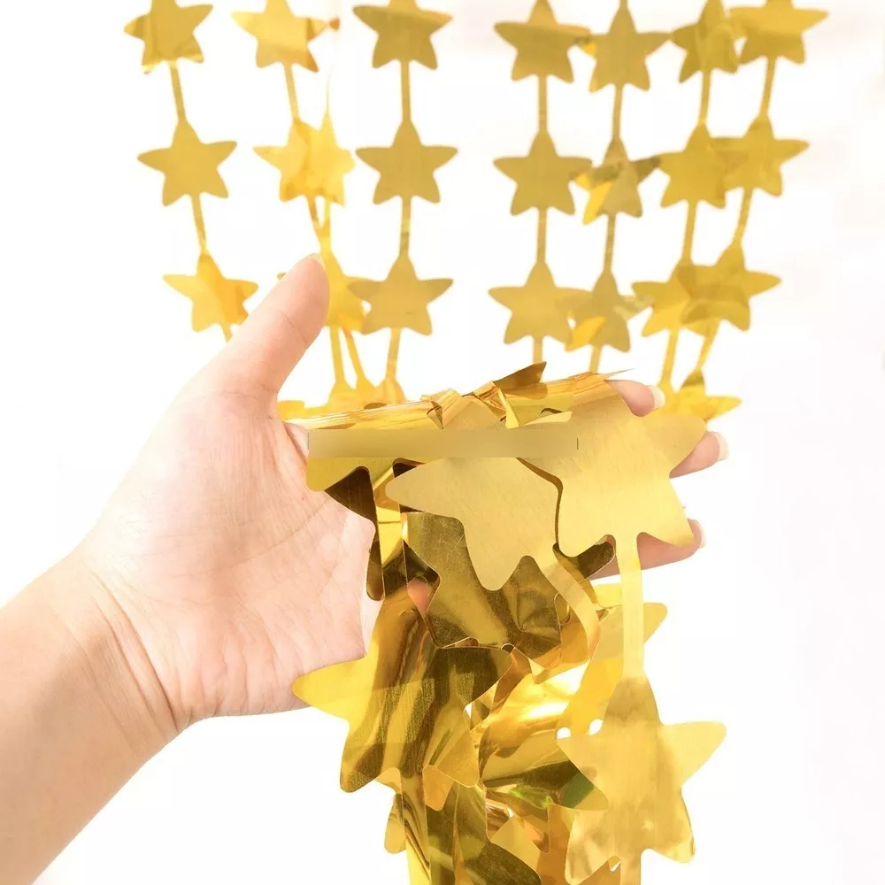 Cortina Metalizada Guirnalda Formas Estrellas - Decoracion - Imagen 2