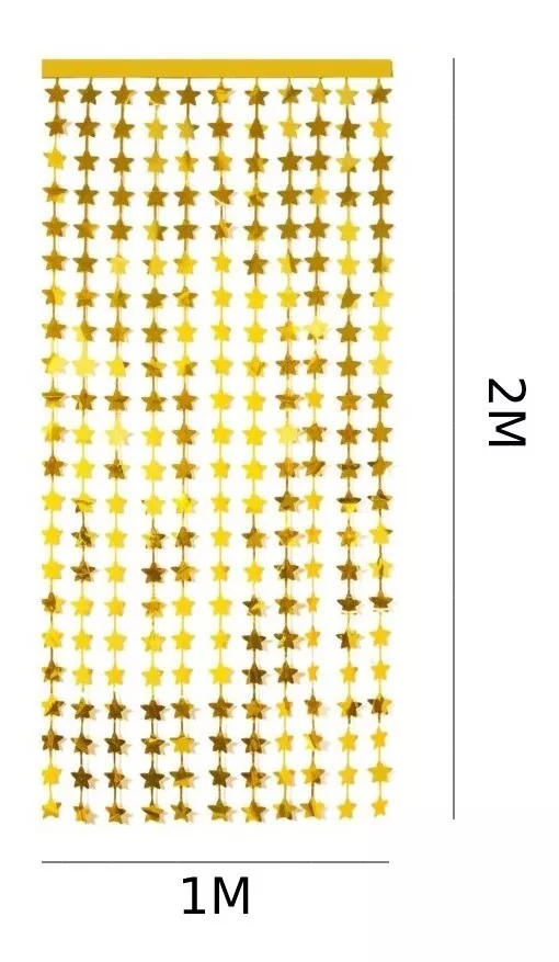 Cortina Metalizada Guirnalda Formas Estrellas - Decoracion - Imagen 3