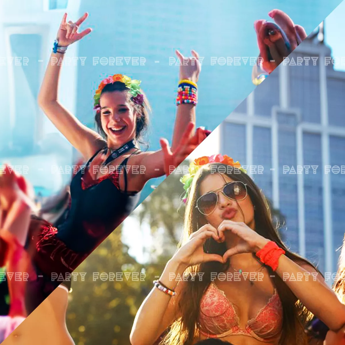 Vincha Flores Hawai Colores Fluo Cotillon Carioca - Imagen 4