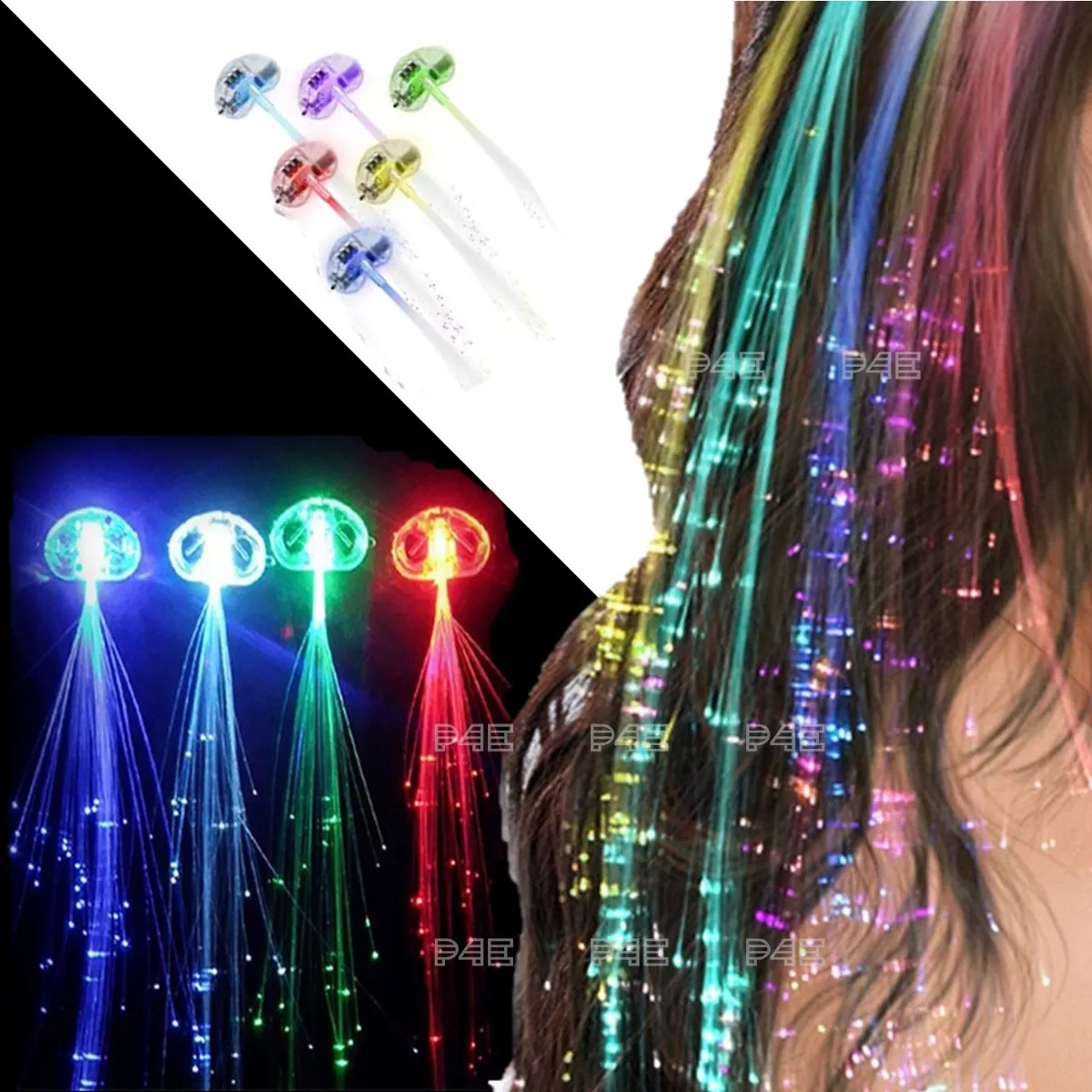 Extension De Pelo Luminosa Led Variedad Colores Cotillon - Imagen 3