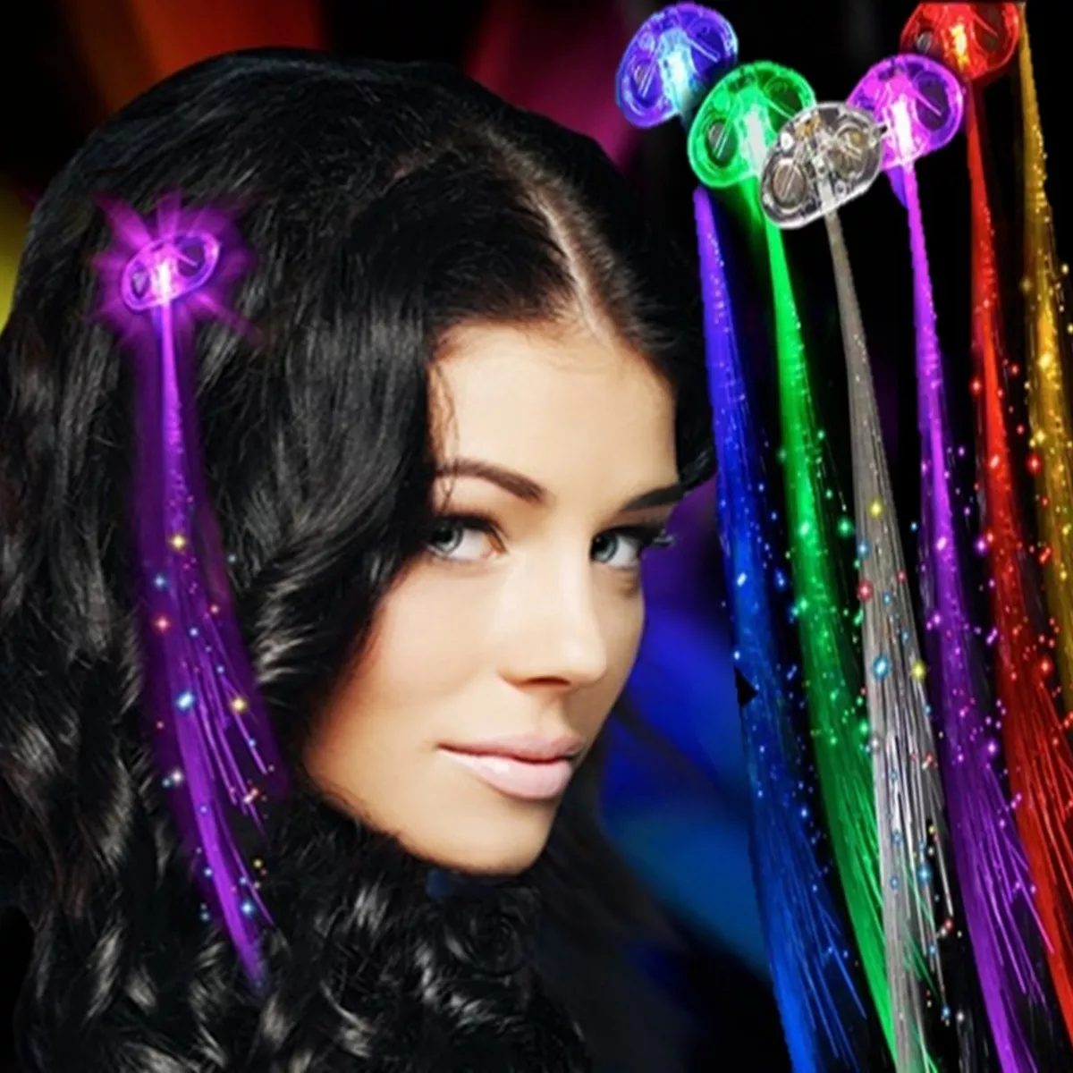 Extension De Pelo Luminosa Led Variedad Colores Cotillon - Imagen 4