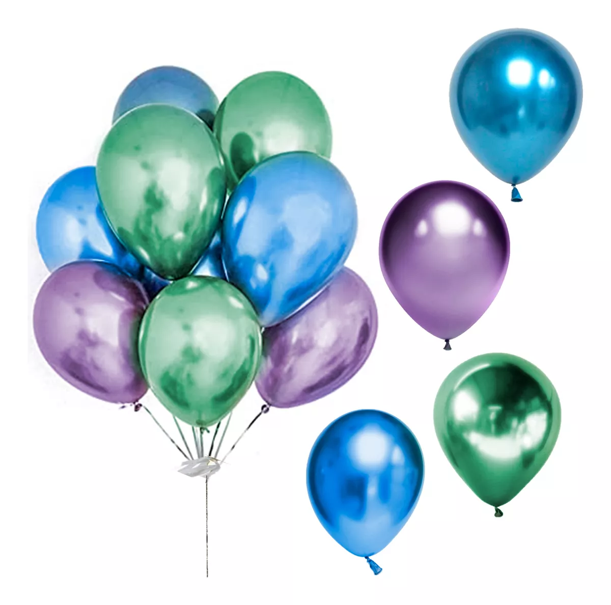 Globos Chrome Perlado Colores Surtidos 30cm Cotillon X5u
