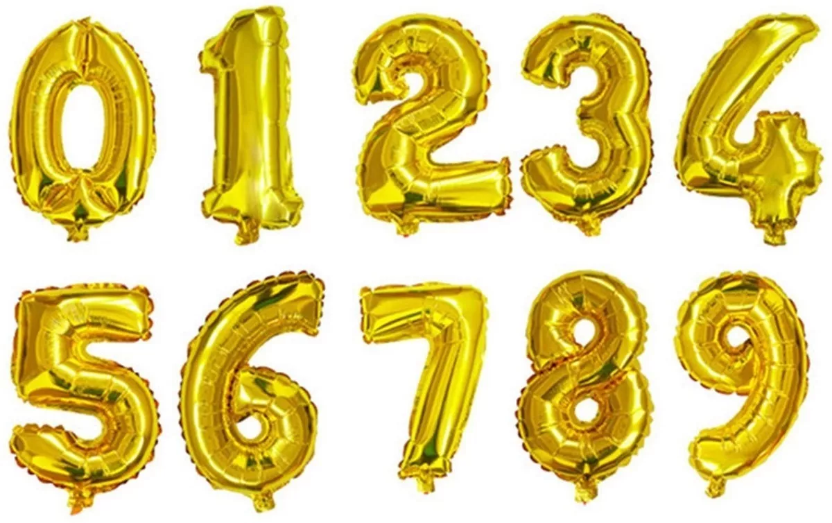 Globos Metalizados Numeros 16'' Dorado Plateado Fiesta Deco - Imagen 2