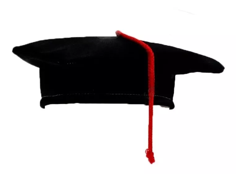 Gorro Egresado Birrete Cotillon con Cordon Rojo - Imagen 2
