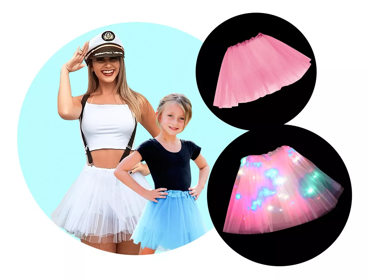 Pollerita Tutu Bailarina Luminosa Con Led - Colores Cotillon Disfraz