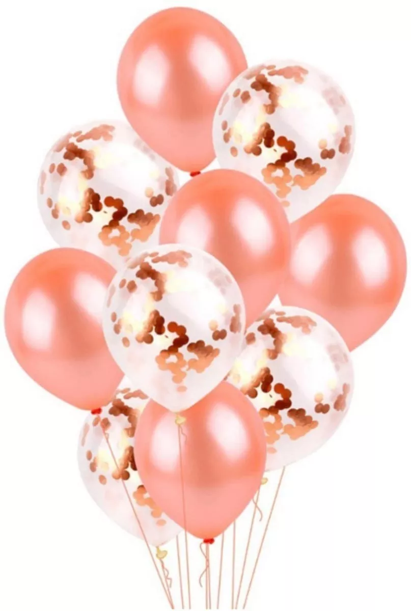 Set 10 Globos Color Y Cristal Confeti