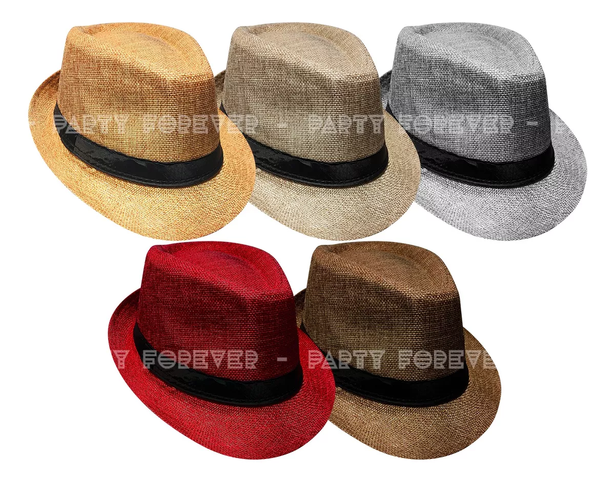 Sombrero Panameño Mix Color Cotillon Luminoso Carioca X5u - Imagen 2
