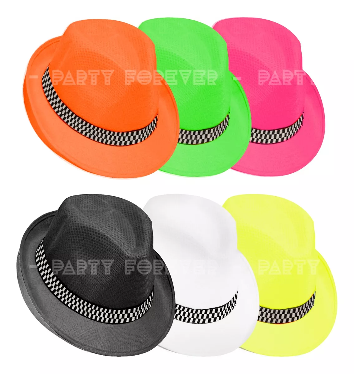 Sombrero Tanguero Fluo Mix Color Cotillon Luminoso Carioca - Imagen 2