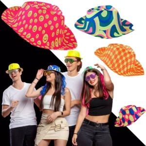 Sombreros Gorros Cowboy Fluo Cotillon - Fiesta Fluo X10