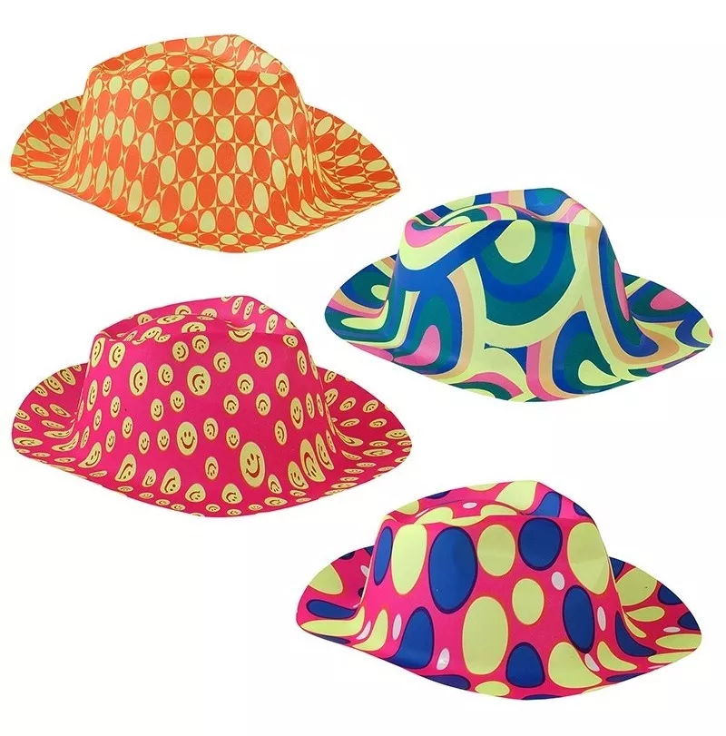 Sombreros Gorros Cowboy Fluo Cotillon - Fiesta Fluo X10 - Imagen 3