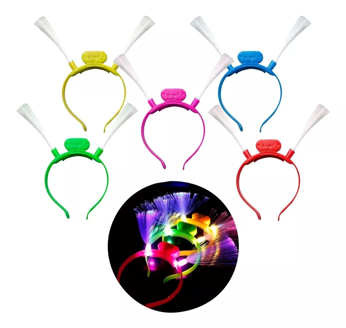 Vincha Led De Fibra optica Con Antenas Luminosas - Imagen 2