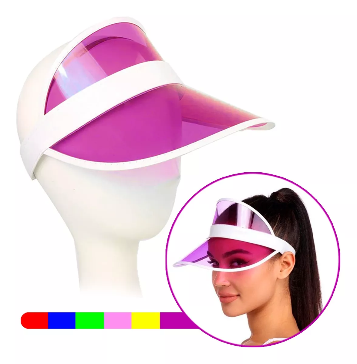 Visera Retro Gorro Poker x12 Translucido Cotillon de Colores