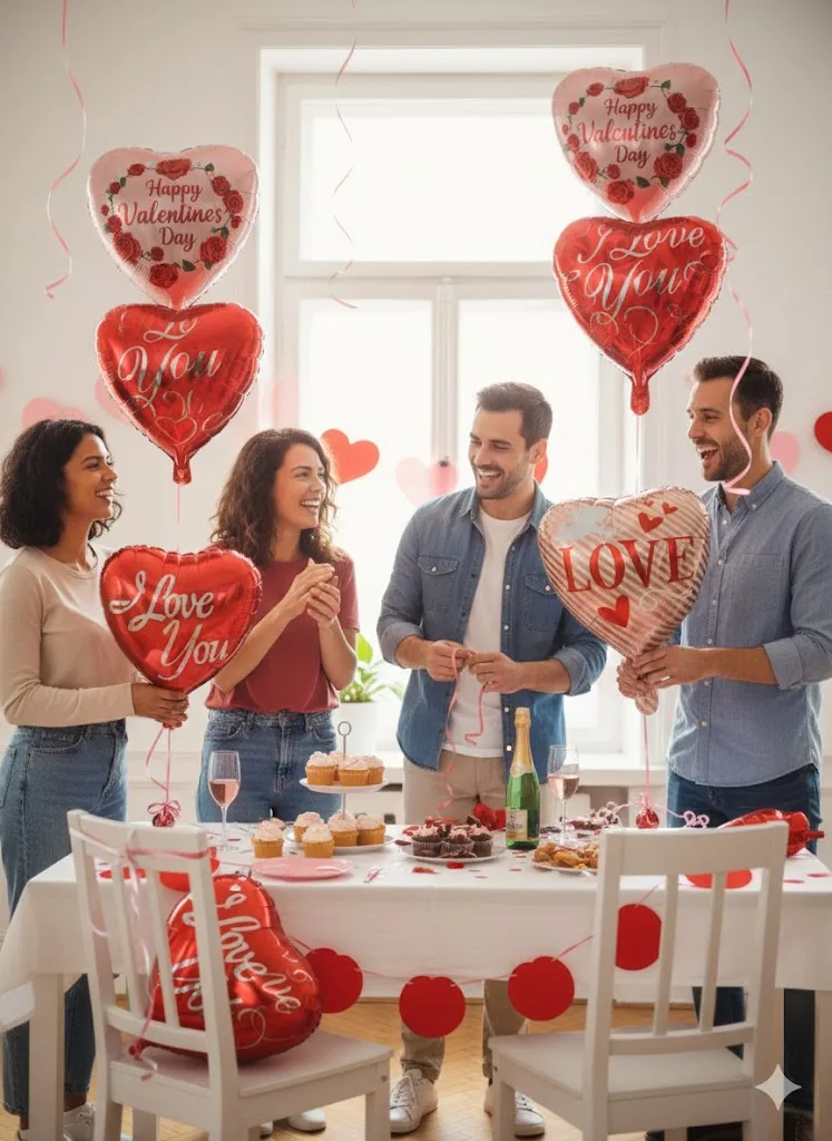 Globos Corazon Estampados Metalizados 18'' Cotillon - Imagen 2