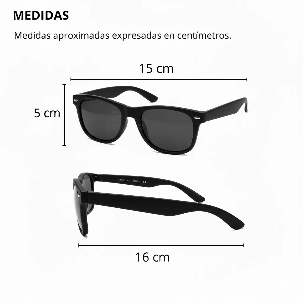 Anteojos De Sol Negros tipo Rayban Wayfarer - Imagen 4