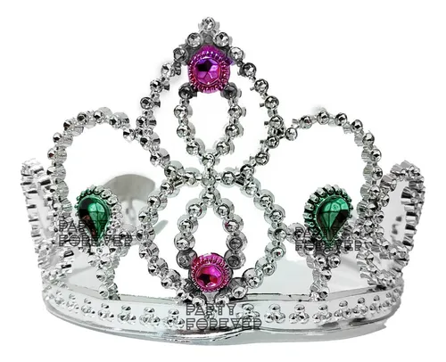 Vincha Tiara Corona De Princesa Plastica Plateada Nena - Imagen 6