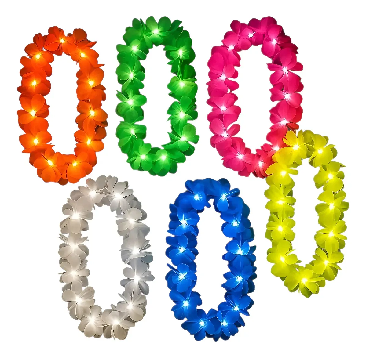 Collares Flores Hawaianos Led Unicolor - Imagen 5