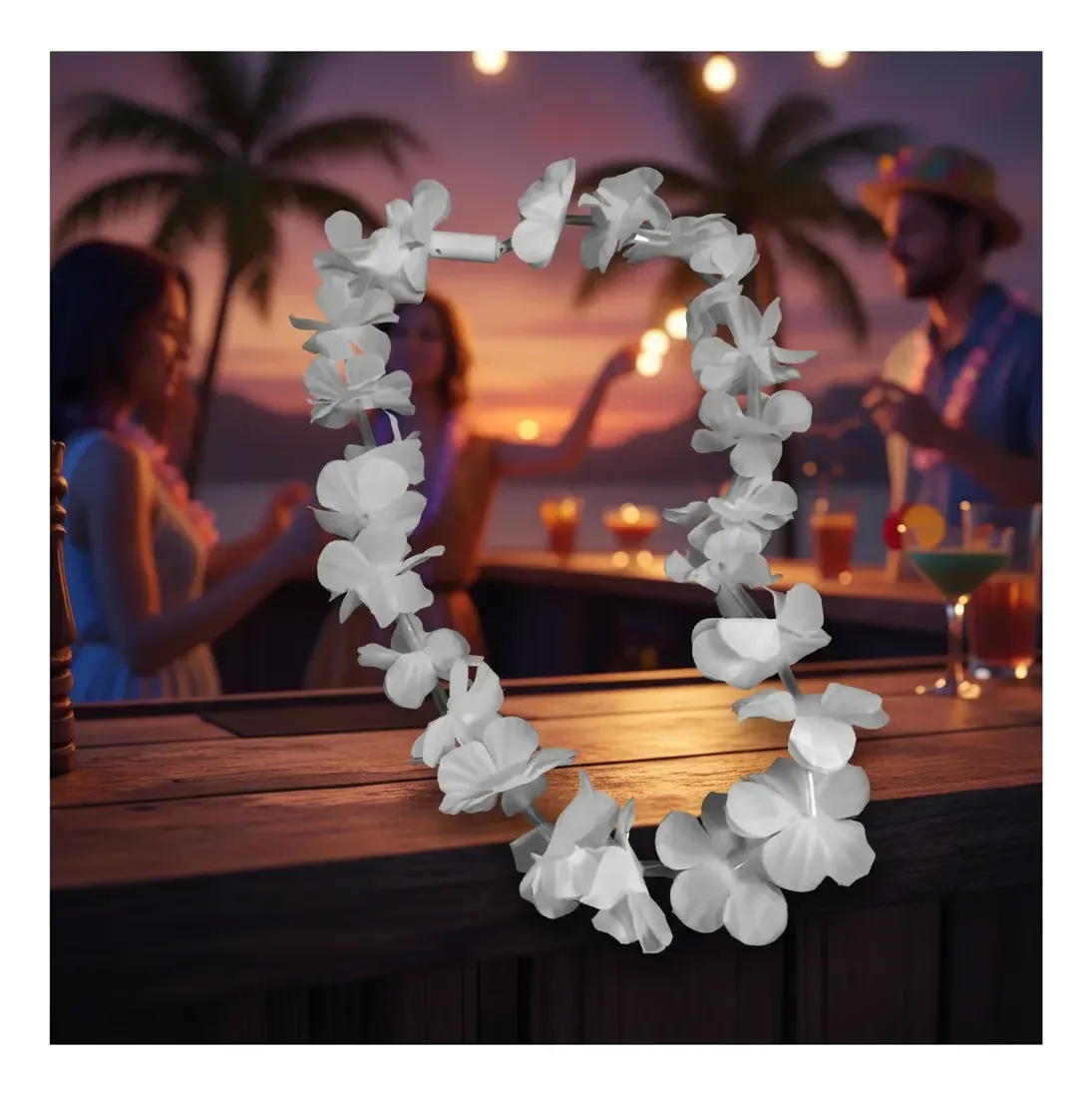 Collares Flores Hawaianos Led Unicolor - Imagen 3