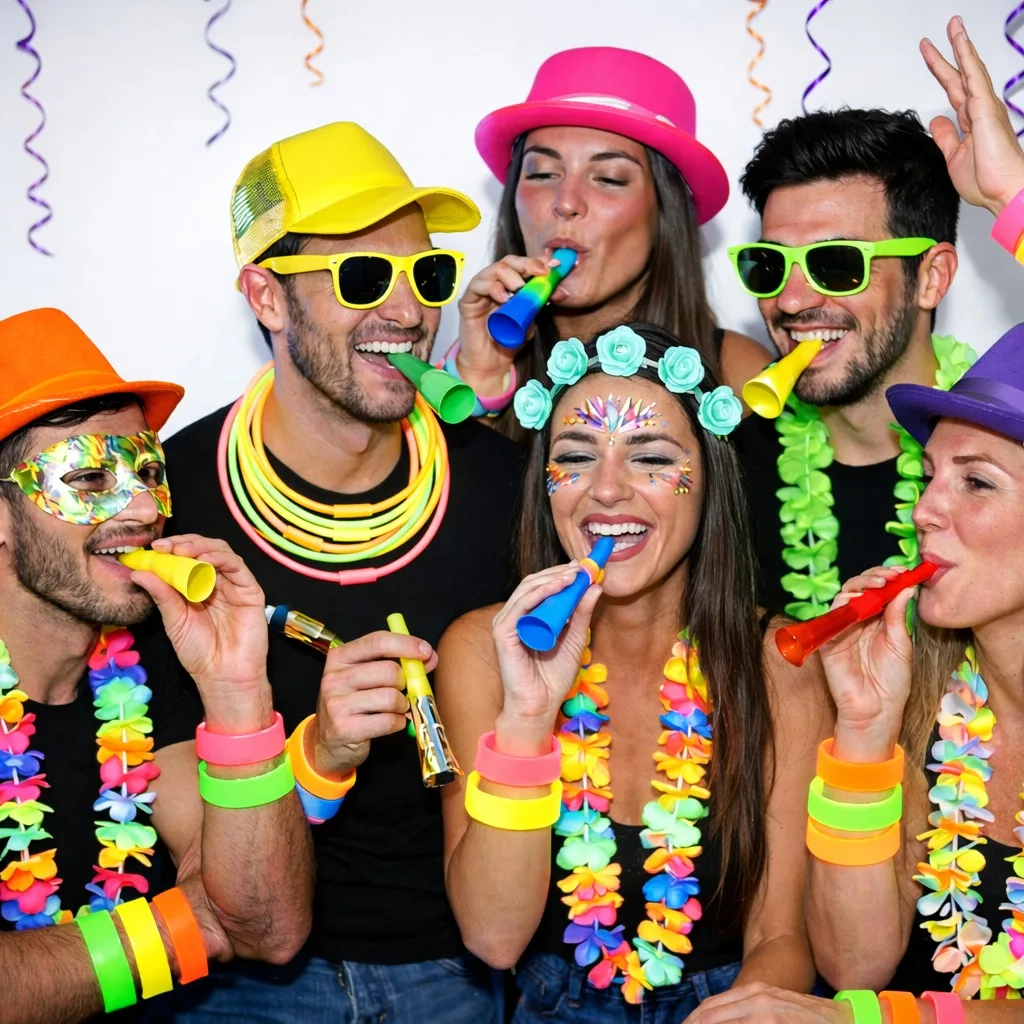 Combo Cotillon 264 Art Carioca Fluo 100-130 Personas Fiesta - Imagen 2